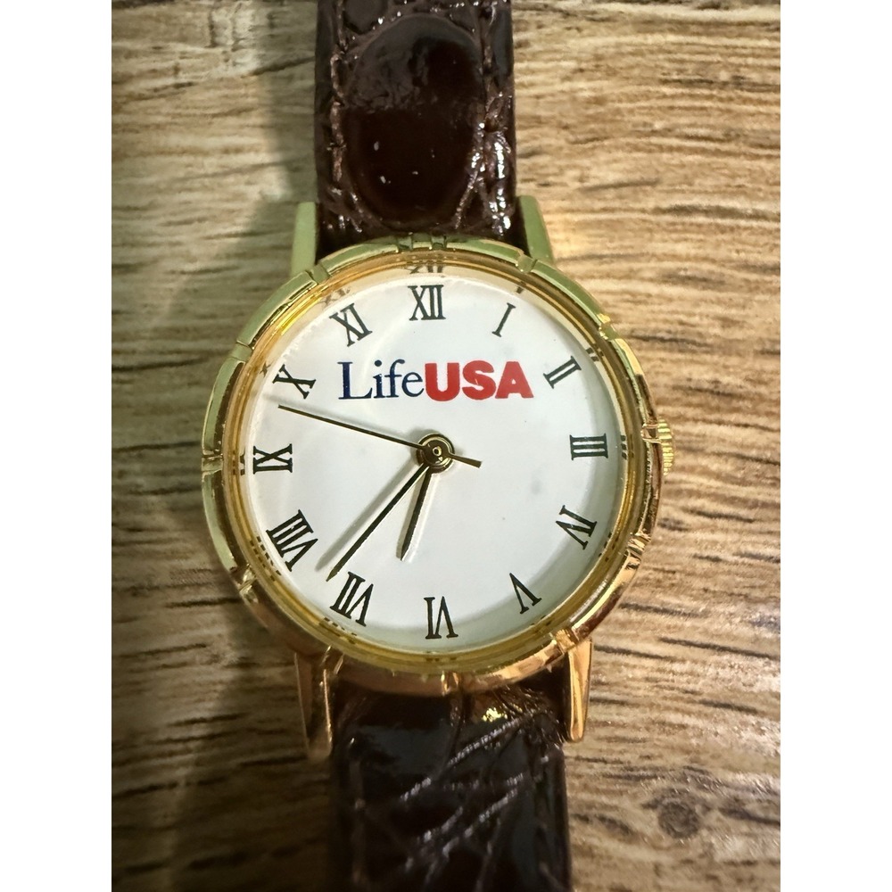 VTGโ Ballanda Corporation Watch Ladies Gold Tone Leather Needs Battery Life USA